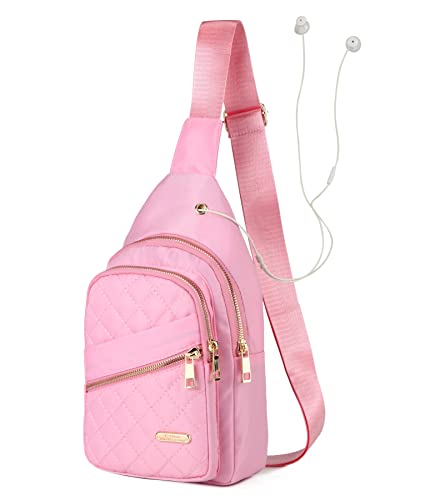 AOSTIHOT Crossbody Sling Bag Small Sling Backpack for Women, Chest Daypack Crossbody Shoulder for Travel Sport Running Hiking Pink - color: Pink