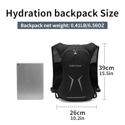 Carey Sten Lightweight Hydration Backpack Running Vest with 1.5L Water Bag - color: Black
