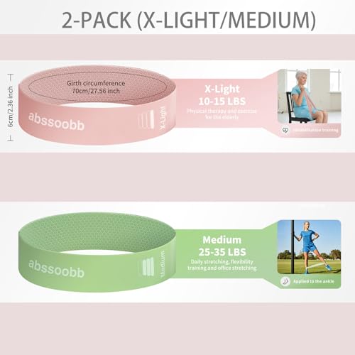 Silicone Resistance Bands, Wide Non-Slip Exercise Loop Bands - color: Green, Pink