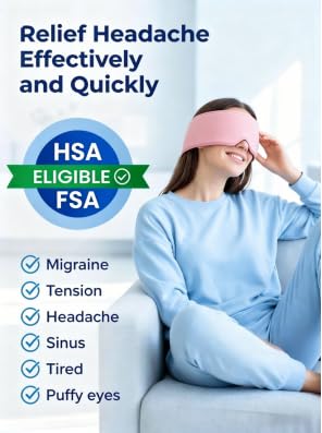 Cooling Gel Eye Mask for Puffy Eyes, Migraine & Headache Relief, Full Eye-Area Cold Compress for Eyes & Temples, FSA Eligible HSA Reusable Eye Ice Pack for Swelling & Post-Surgery Recovery - color: Pink