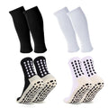 Barrlves 2 Set Grip Soccer Socks and Shin Guard Sleeves Non Slip Soccer Sleeve Socks for Men Women - color: Black&White-1