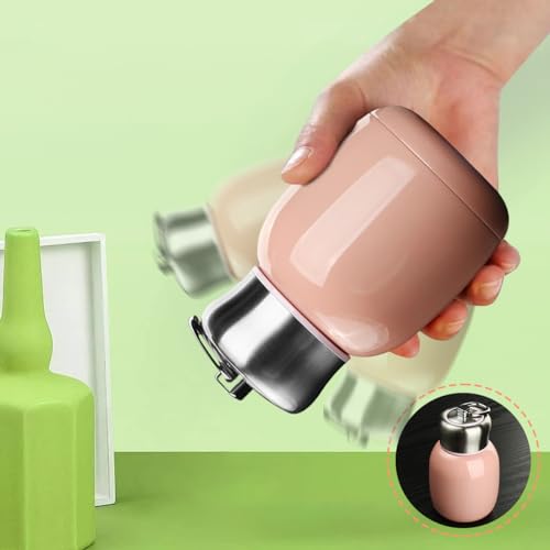 Mini 7 oz Stainless Steel Water Bottle, Small Vacuum Insulated Water Bottle Leak Proof Sport Tumbler Cup Hot and Cold Water Bottle for Women Girls Kids Gift Milk Tea Lunch (Peach pink) - color: peach pink