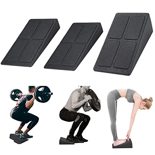Squat Wedge Block Adjustable Slant Board, Heavy Duty 3pcs Foam Foot Ankle Knee Stretcher Leg Extender, Incline Platform Ramp For Heel Elevated Exercise and Calf Raise