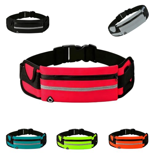 Small Running Fanny Pack, hands-free Cell Phone Bag, Men and Women - color: rose red