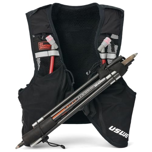 USWE Pace - Running Vest Hydration Pack with 2 x 500ml UltraFlask, Backpack for Men and Women - style: 14L, Black, X-Large