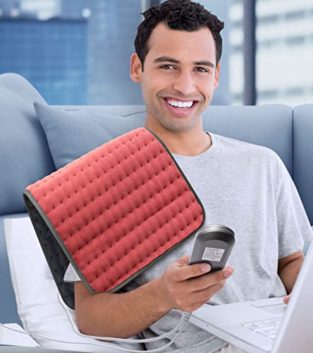 VALGELUIK Heating Pad for Back Pain Relief, 12"x24" Electric Heat Pad Gifts - color: Dusty Rose Red, size: 12 Inch x 24 Inch