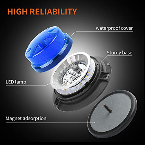 Blue Led Emergency Strobe Beacon Lights for Car Vehicles 12V 24V 24-LEDs - color: #3 Blue