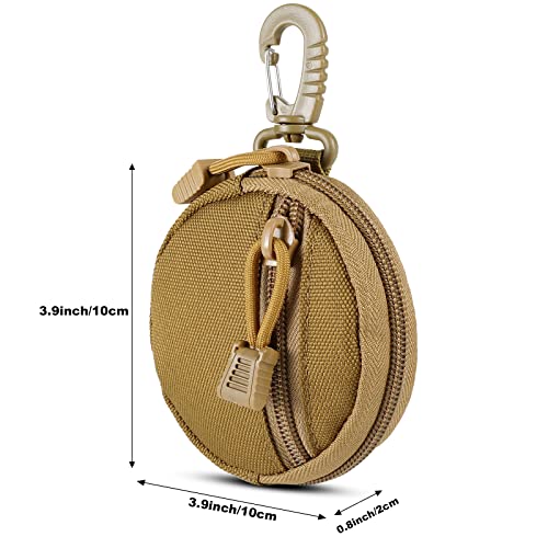 FRTKK 2 Pack Tactical Compact EDC Pouches Military Molle Utility Pouch Accessories Organizer Pouch Coin Purse Keychain Pocket Credit Card Holder Waist Pack - color: Tan