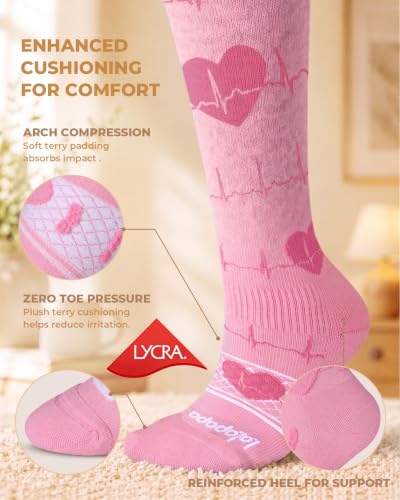 LYCRA® Compression Socks for Women,20-30 mmHg - color: Nurse Heart, size: Small-Medium