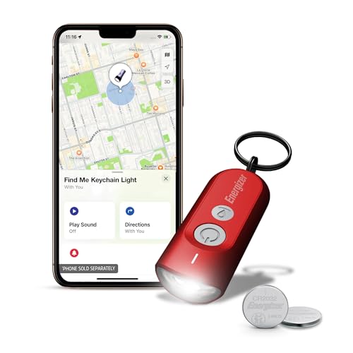 Energizer Find Me Keychain Light, Apple Find My Bluetooth Tracker, Red - color: Red