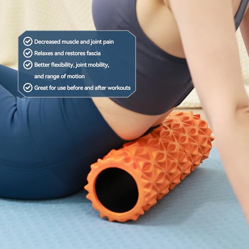 Foam Roller, 15 inch High Density Massage Roller for Exercise - color: Orange