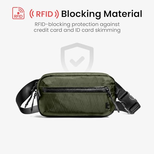 tomtoc 1.5L X-Pac Sling Bag with RFID Blocking Crossbody Pack for Men Women - color: X-Pac Olive, size: 1.5L