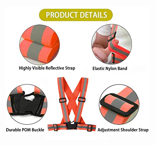 Running Reflective Vest Gear 3 Pack, Adjustable Safety Vest High Visible Reflective Belt Straps Night Walking Vest - color: Green,Orange,Yellew