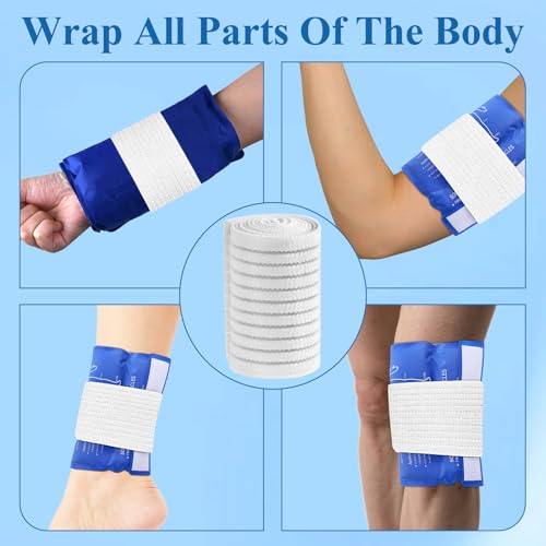 4-Pack Ice Pack Straps,35.5"x3"Elastic Ice Pack Wrap Holder with Hook&Loop - color: White