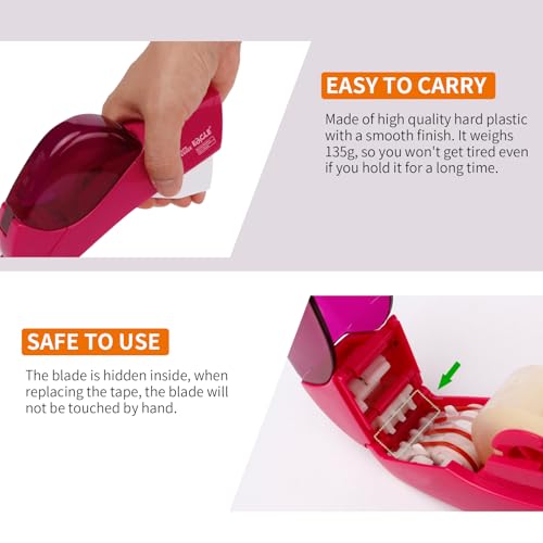 Eagle Automatic Tape Dispenser and Tape Gun. Free 1/2" (12mm) and 3/4" (19mm). Ideal for Taping Gifts, Packages, Scrapbooks and Envelopes (Pink) - color: Pink