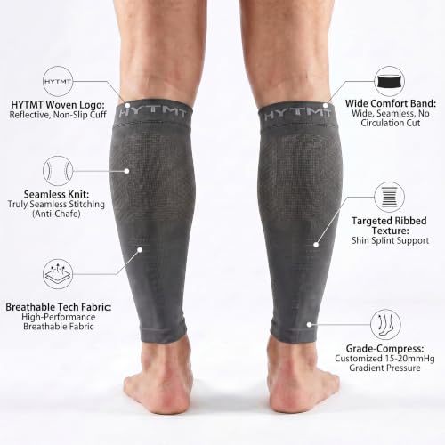 Compression Calf Sleeves for Men & Women 15-20 mmHg - color: Grey, size: Medium