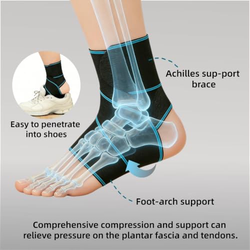 Ankle Brace Support Wrap for Women Men, 2-Pack, One Size Fits All– Blue
