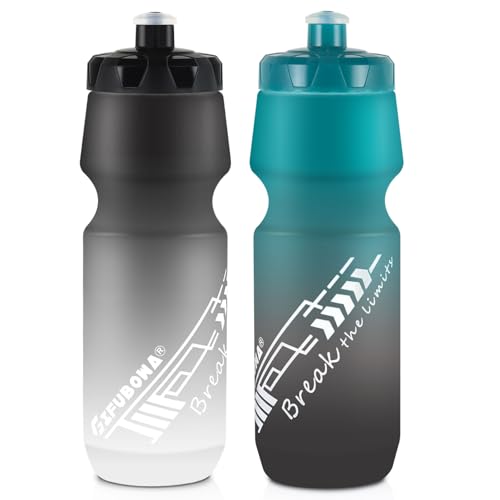 24oz Bike Water Bottle Leakproof Squeeze BPA Free Bicycle Bottles - color: Black/White+Green/Black, size: 2‑Pack
