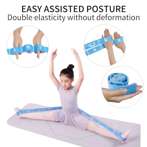 2-Pack Adjustable Kids Dance Stretch Bands - 8-Loop Elastic Bands for Ballet, Latin, Yoga, Gymnastics & Stretching - Flexible, Multi-Section Design for Dance Training & Flexibility - color: Purple+Blue