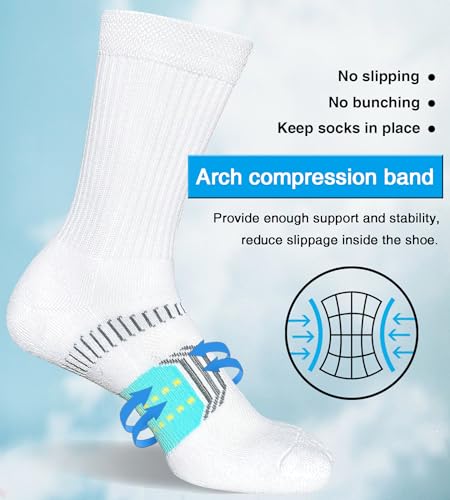 Suaskk Womens Cushioned Breathable Athletic Running Crew Socks 5 Pairs - color: White 5 Pairs, size: 9-11