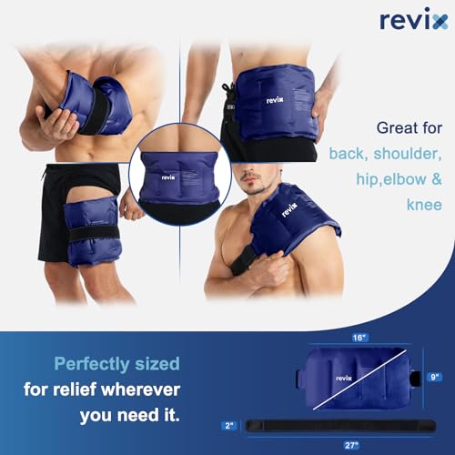 REVIX Ice Pack for Injuries Reusable Gel for Lower Back & Shoulder, Navy