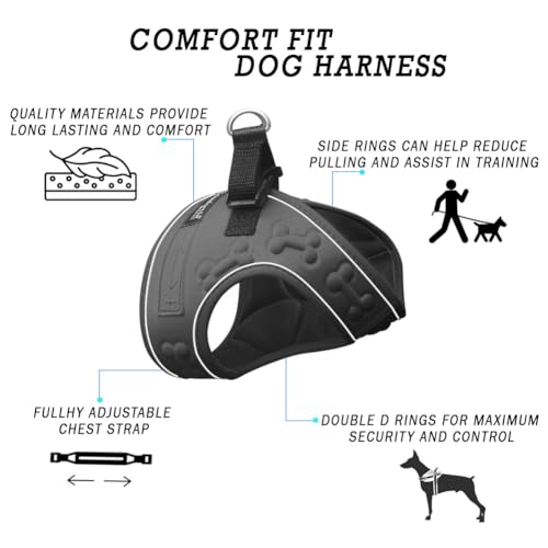 Comfort Fit Reflective Dog Harness, Soft Padded Easy Step-in Vest- Black, S - color: Reflective Black, size: S (Chest 12" - 15.5")