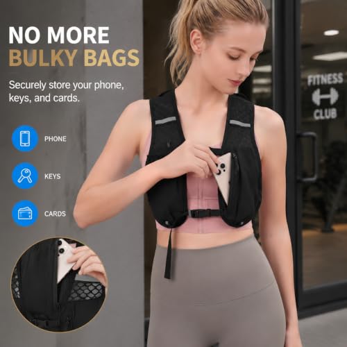 Simptech Running Vest Belt Bag - Lightweight Reflective Chest Pack Backpack, Adjustable Straps, Quick-Access Phone Holder, Running Gear for Men Women Hiking Cycling