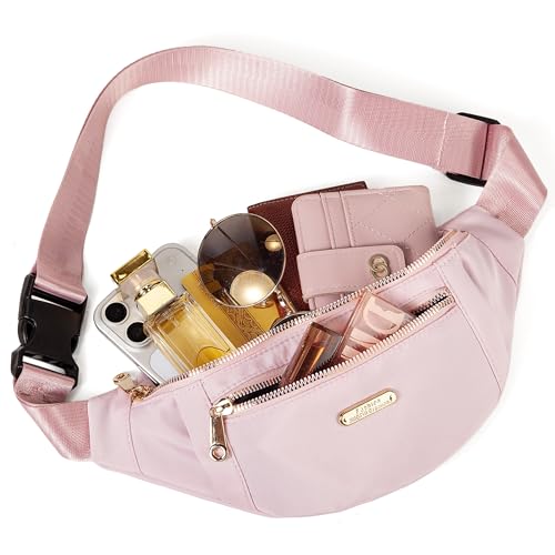 Fanny Pack Crossbody Bags for Women, Waist Pack Cross Body Purse Belt Bag for Running Sports Travel Hiking - Light Pink - color: C Light Pink
