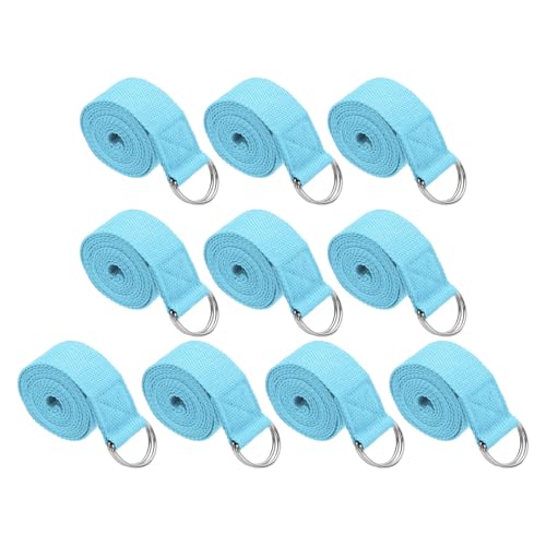 PATIKIL Yoga Strap for Stretching, Cotton Yoga Belt with Adjustable Metal D-Ring Buckle Stretch Band for Fitness Pilates - color: Sky Blue