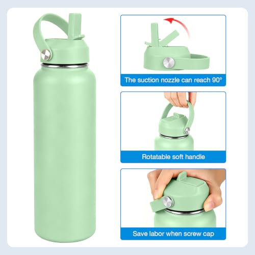 Straw lid for Hydroflask Wide Mouth Water bottle,Flex Straw Lid compatible with Hydro Flask 12 16 18 20 32 40 64 oz,Sports Straw Cap Flip Top Lid Water Bottle Lid Accessories… - color: Green 2