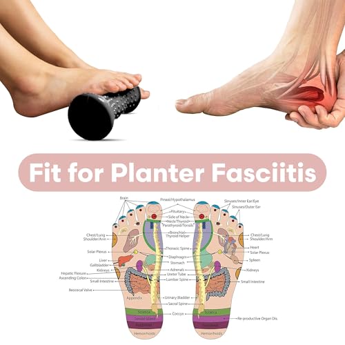 Pink Sky Brookstone Foot Massager Roller for Plantar Fasciitis Relief, Portable Deep Tissue Foot Roller Massage Tool, Relieves Arch and Heel Pain, Hot & Cold Massage, Pressure Point Reflexology Tools