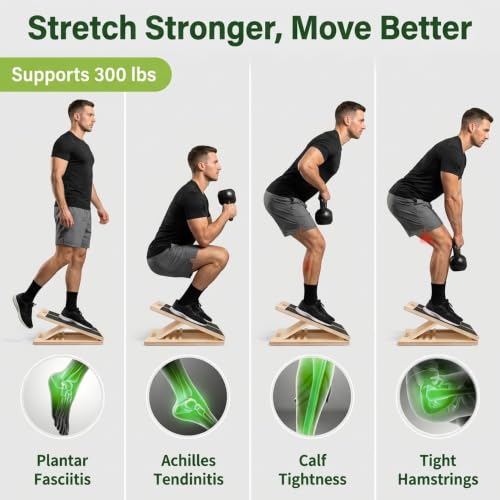 Wooden Slant Board for Calf Stretching - 4 Angle Incline Calf Stretch Board