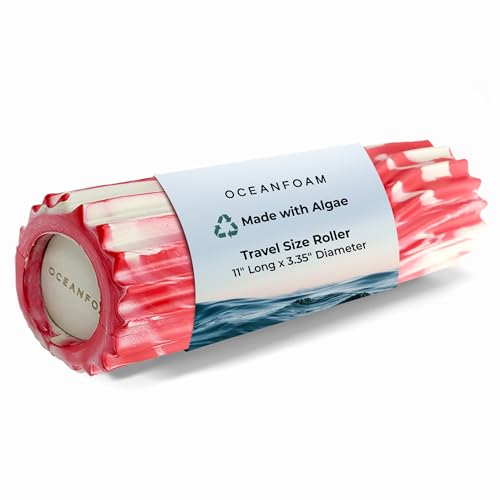 Oceanfoam Ripple Roller Small Foam Roller for Physical Therapy, Red Marbled - color: Red Marbled