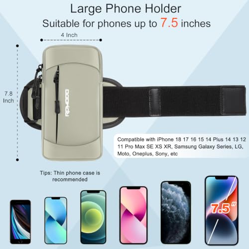 Cell Phone Armbands for Women Men, Adjustable Wrist Bag 7.5" Khaki - color: 04-Grey