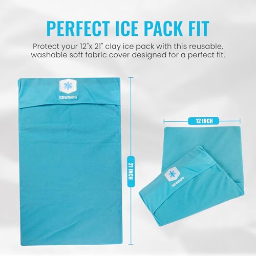 ICEWRAPS Fabric Cover for 12 x 21 Clay Pack, Reusable Ice Pack Cover - Blue - size: 12"x21", style: Fabric Cover Only