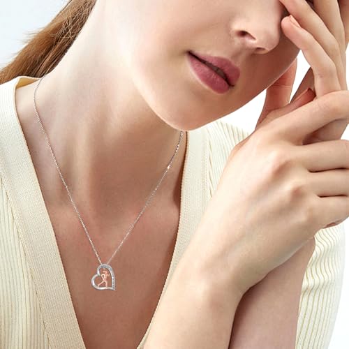PROESS Tennis/Basketball/Soccer/Gymnastics/Running/Golf/Barbell Necklace 925 Sterling Silver Sports Pendant Inspirational Jewelry Gifts for Women - style: Running
