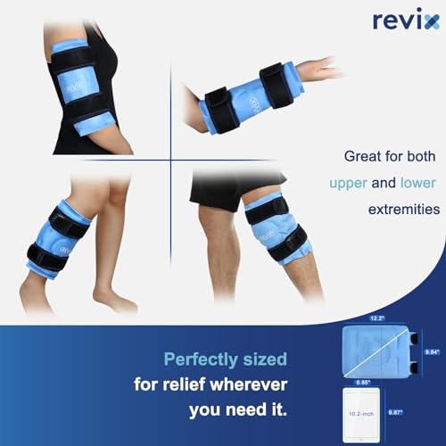REVIX Knee Ice Pack Wrap for Pain Relief, Reusable Gel Cold Compress, Blue - style: Blue-1 Pack