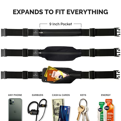 No-Bounce Slim & Secure Running Belt, Fits ALL Phones, Keys, Cards, Gels - color: 2. Black