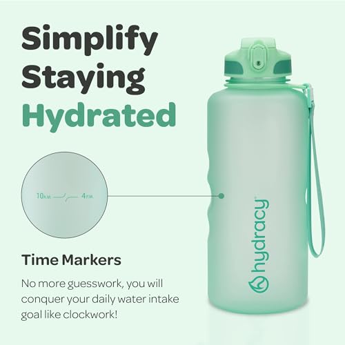 Hydracy 2L Large Water Bottle, Shatterproof, BPA Free Tritan Plastic, Leakproof, Zero Condensation, With Detachable Carry Strap, Spillproof Lid, Convenient Silicon Spout, Ideal for Gym, Yoga - color: Aqua Green, size: 64 oz