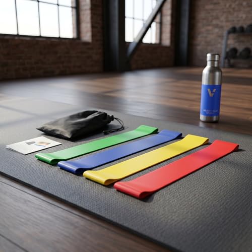 Resistance Loop Exercise Bands Set of 4 with Carry Bag for Home Fitness, Pilates and Daily Workout