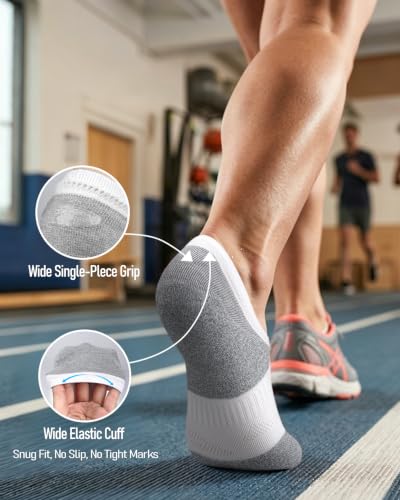Gonii Compression No Show Athletic Womens Socks Running Cushioned 5-6 Pairs - color: 6 Pairs Black-white, size: 8-10