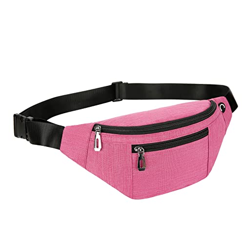 Fanny Pack for Men & Women, Fashion Waterproof Waist Packs with Adjustable Belt, Casual Bag Bum Bags for Travel Sports Running. - color: B-Pink