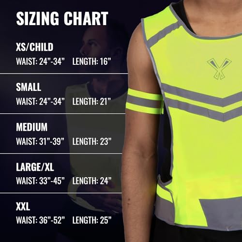 Reflective Running Vest with Pocket & 2 Bands, High-Visibility - color: Yellow, size: Small