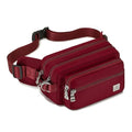 Fanny Pack for Women, Fashion Crossbody Waist Bag with 5 Zipper Pockets, Lightweight Adjustable Strap Chest Bag for Travel Hiking Running (Burgundy) - color: Burgundy