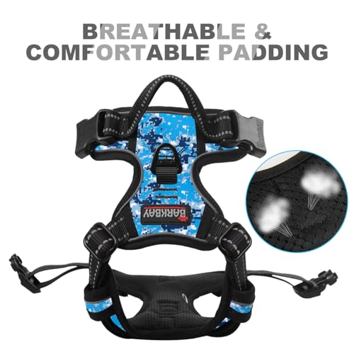 BARKBAY Dog Harness No Pull for Small Sized Dog Front Back Clips,Dog Vest - color: Blue Camo, size: X-Small(Chest:15.5-19.5”)