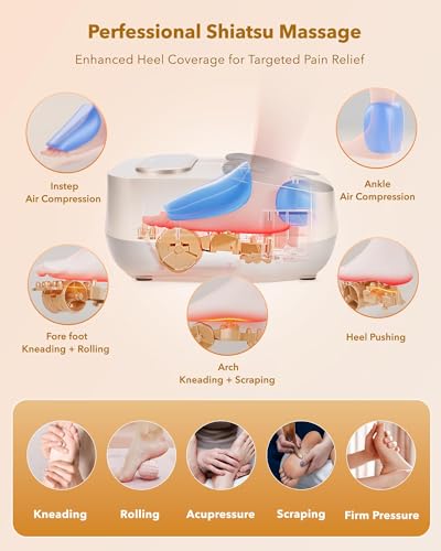 KNQZE Shiatsu Foot Massager with Heat & Compression, LCD Touch Panel, Gifts - color: Gold