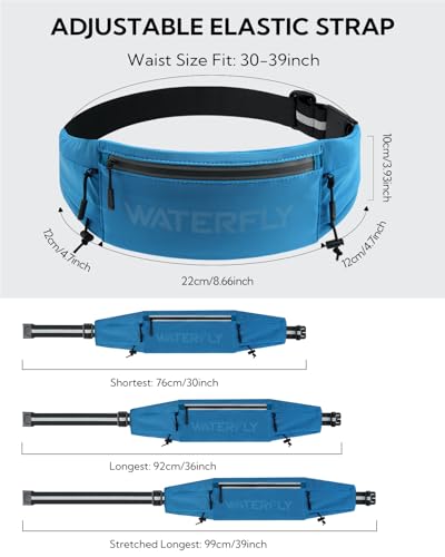 WATERFLY Running Belt Fanny Pack, Runner Race Belt with Bib Clip Blue - color: Blue