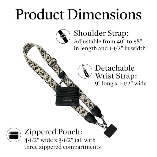 Save the Girls Clip & Go Phone Lanyard with Wallet Pouch, Classic Black - color: Black