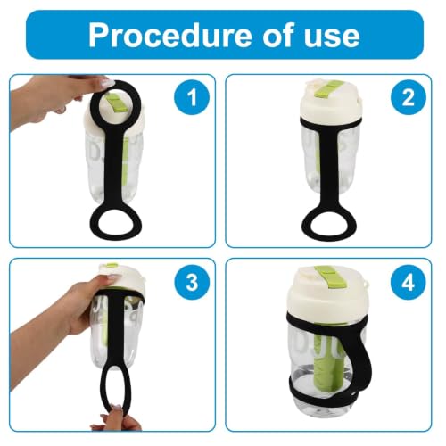 2 Pack Water Bottle Accessories Carrier Grip, Non-Slip Silicone Handle Strap Makes Any Bottle Handheld, Soft Band Holder for Gym During Workouts (Black 2pcs) - color: Black 2pcs