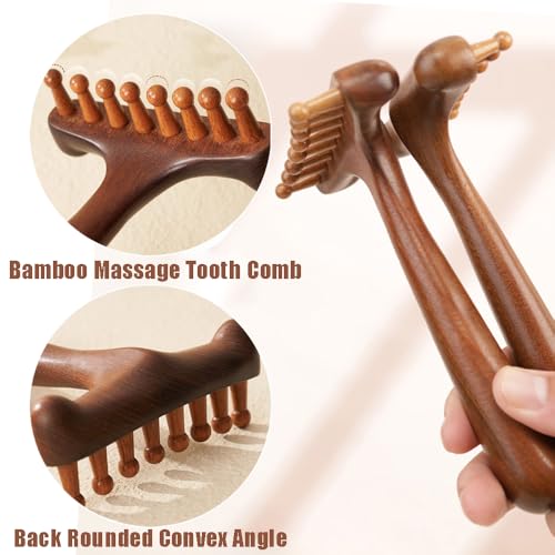 OULIGET Wood Gua Sha Massage Tools Set,Scraping Scalp Comb,Scraping Natural Wooden Gua Sha Tool for Headache,Back,Neck,Shoulder Relaxation,Neck Massage Comb. - style: Neck Massage Comb